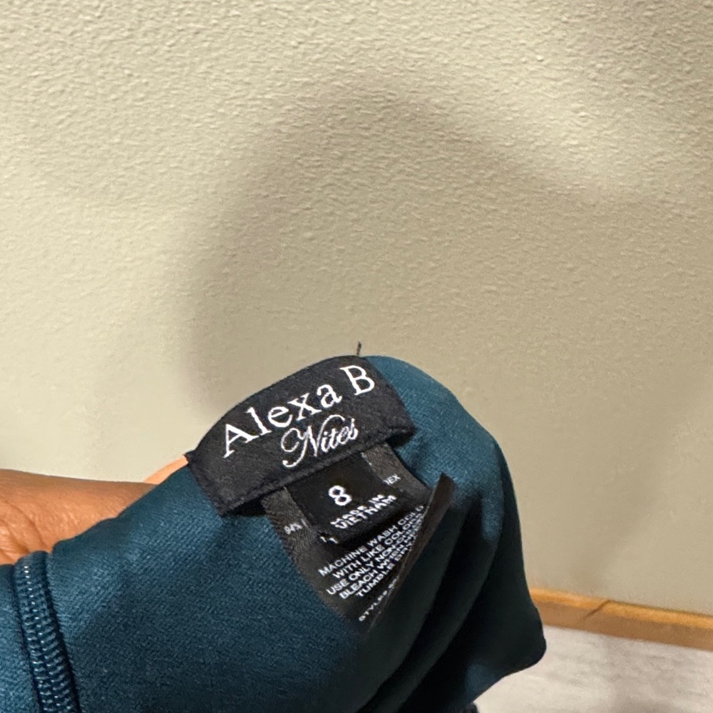 Teal Off-Shoulder Ruffle Sheath Dress - Picture 2 of 3